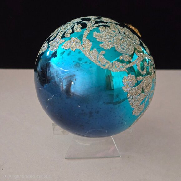 Vintage BRONNERS Ornament Blue, Glitter, Mercury Glass, made in Hungary - Picture 4 of 5